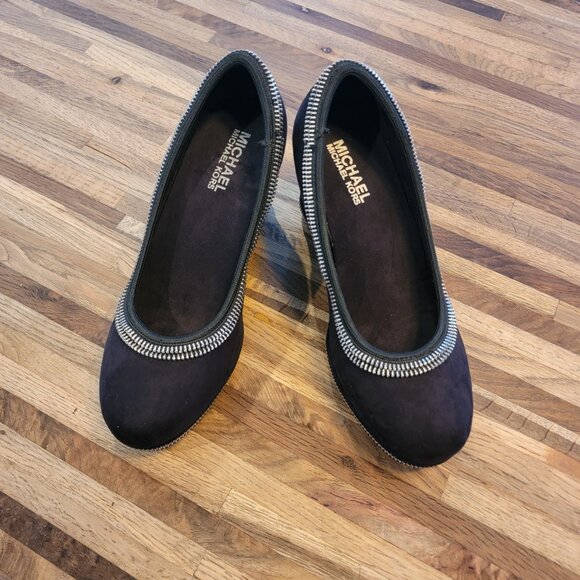 Michael Kors Sherry Pump Women's Black Suede Zipper Wedge Euro Size 36 - Picture 8 of 14